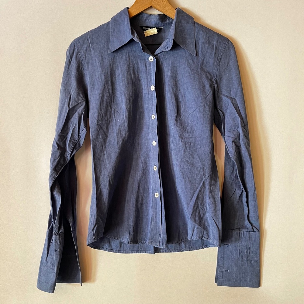 Vintage Esprit De Corp Blue Button Down Long Sleeve Shirt Small 80s 90s USA